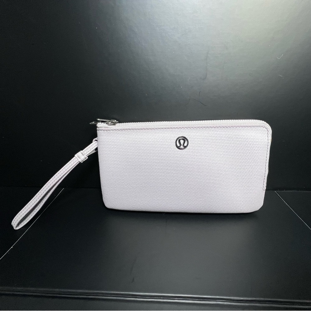Lululemon Double Up Pouch/Wallet-Levander w/ metal logo medallion